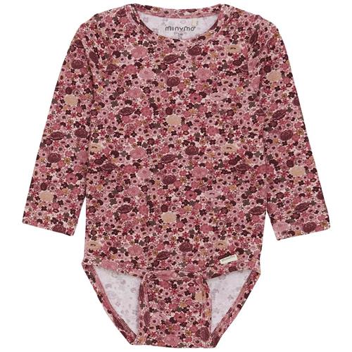 Minymo AOP Babybody Dusty Rose 68 cm  Lyserød  68 cm  Piger
