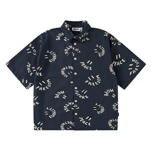 Molo Richie Long Sleeve Shirt Smile Words 92/98 cm  Marineblå  92/98 cm  Drenge