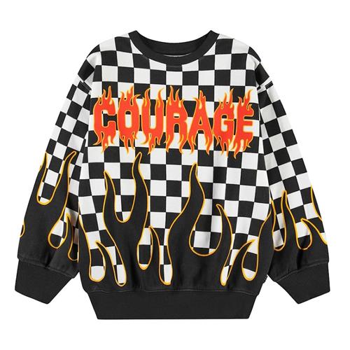 Molo Monti Sweatshirt Check On Fire 98 cm  Sort  98 cm  Drenge