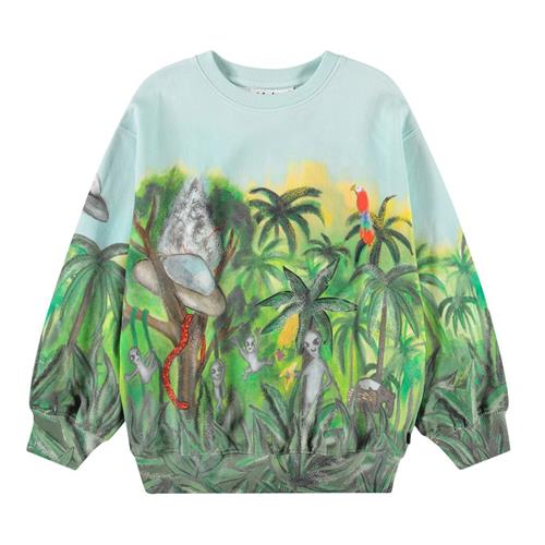 Molo Monti Sweatshirt Jungle Visitors 98 cm  Grøn  98 cm  Drenge