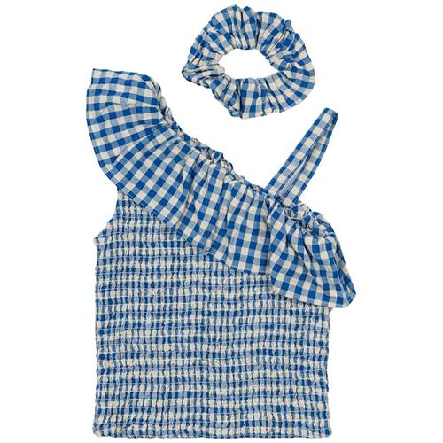 The New Nally Kort Top Daphne Check Daphne Check 5-6 Y  Blå  5-6 år  Piger
