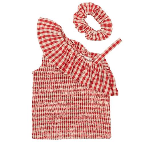 The New Nally Kort Top Poppy Red Check Poppy Red Check 5-6 Y  Rød  5-6 år  Piger