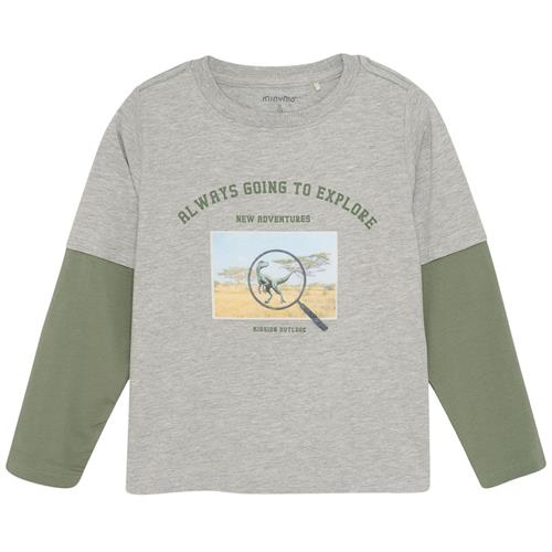 Minymo Langærmet T-shirt Grey Melange 86 cm  Grå  86 cm  Drenge