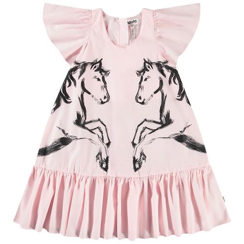 Molo Cinda Short-Sleeved Dress Folklore Horses 134/140 cm  Lyserød  134/140 cm  Piger