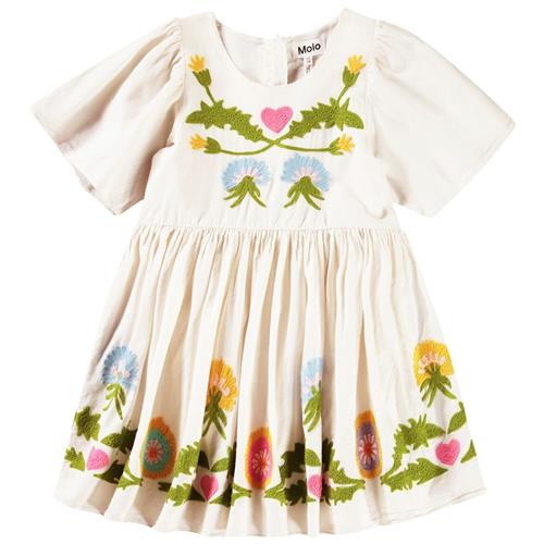 Molo Carlin Short-Sleeved Dress Dandelion Border 122/128 cm  Beige  122/128 cm  Piger