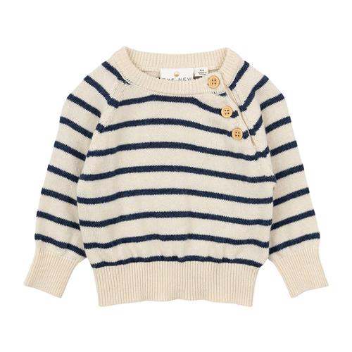 The New Siblings Norton Strikket Pullover Mood Indigo Striped Mood Indigo Striped 62 cm  Marineblå  62 cm  Drenge