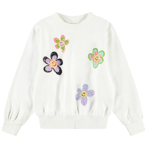 Molo Marge Sweatshirt Joy Of Flowers 140 cm  Hvid  140 cm  Piger