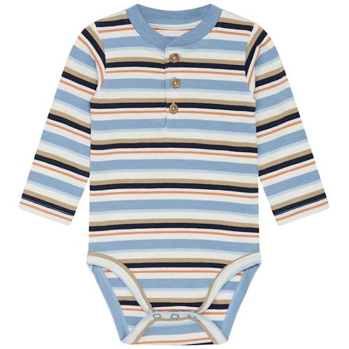 Hust&Claire Bjorn Stribet Babybody Lyseblå 56 cm  Blå  56 cm  Drenge
