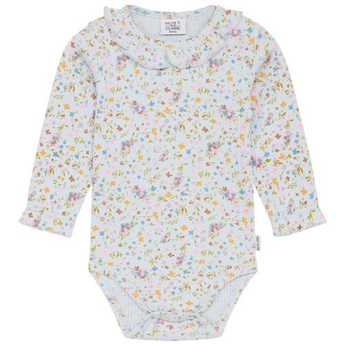 Hust&Claire Bitta Blomstret Babybody Water 56 cm  Blå  56 cm  Piger