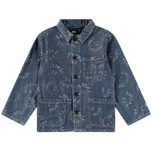 Molo Halley Denim Jacket Word Smiles 128 cm  Blå  128 cm  Drenge, Piger