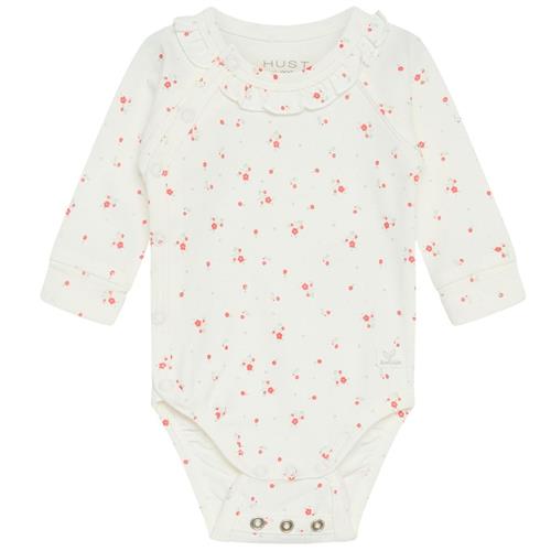 Hust&Claire Bing Blomstret Babybody Hot Coral 62 cm  Orange.  62 cm  Drenge, Piger