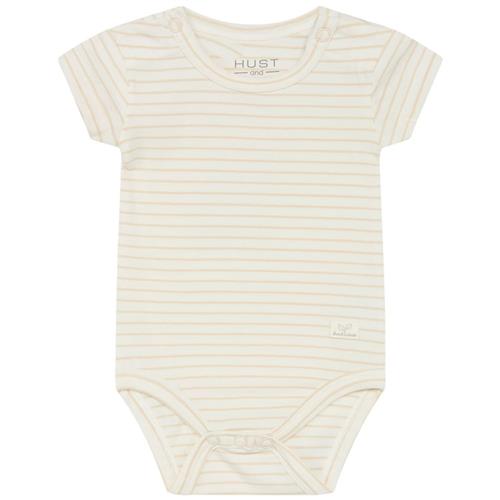 Hust&Claire Barni Stribet Babybody Sand 56 cm  Beige  56 cm  Drenge, Piger