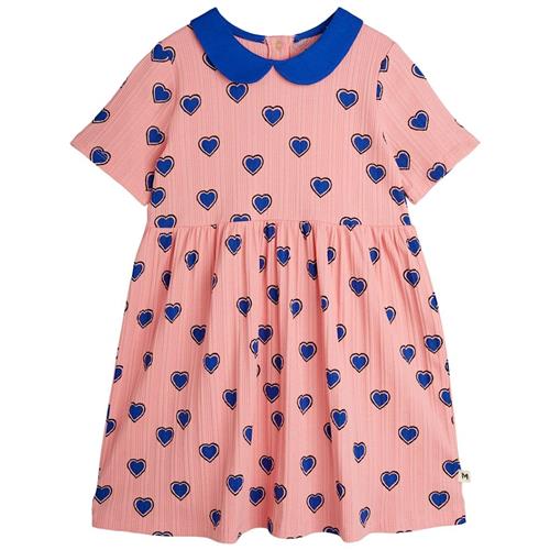 Mini Rodini GOTS Outlined Hearts Kjole Pink 80/86 cm  Lyserød  80/86 cm  Piger