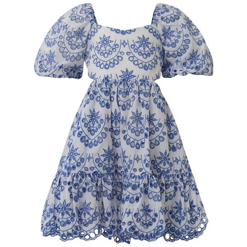 Bardot Junior Ellory Broderet Mini Kjole Periwinkle 4 Y  Hvid  4 år  Piger