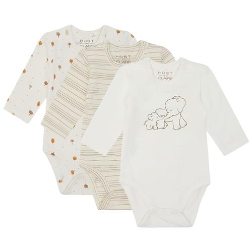Hust&Claire Base 3-pak Baby Body Snow White 62 cm  Hvid  62 cm  Drenge, Piger