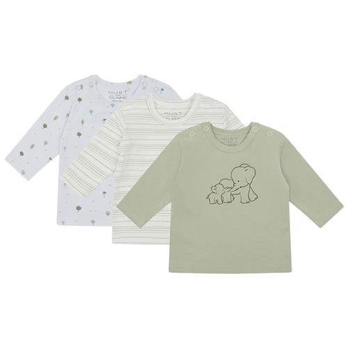 Hust&Claire Amar 3-pak Langærmet T-shirt Green Sage 62 cm  Grøn  62 cm  Drenge, Piger
