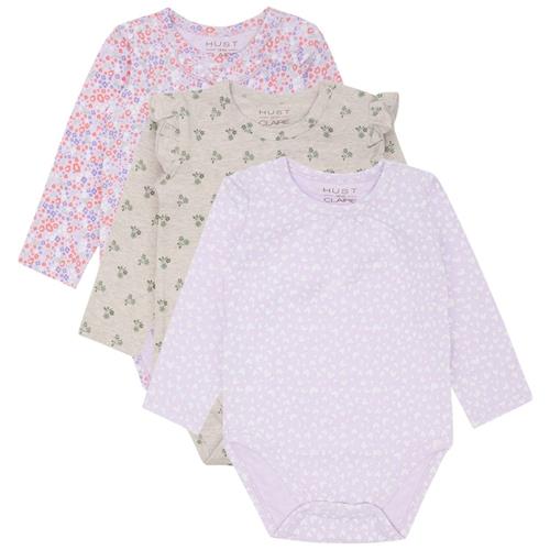 Hust&Claire Bella 3-pak Baby Body Wheat Melange 74 cm  Beige  74 cm  Piger