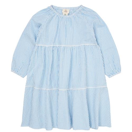 Copenhagen Colors Bow Seersucker-kjole Sky Blue Cream Stripe 98 cm  Blå  98 cm  Piger