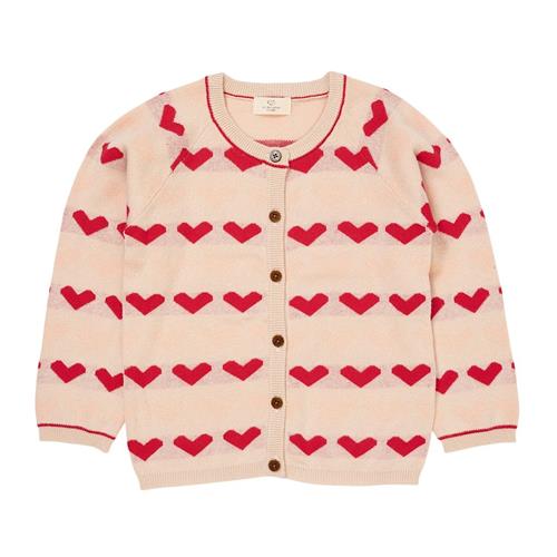Copenhagen Colors Heart Strikket Cardigan Berry 80 cm  Lyserød  80 cm  Piger