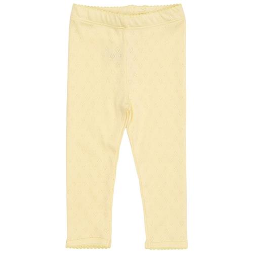 Copenhagen Colors GOTS Heart Pointelle-leggings Pale Yellow Pale Yellow 86 cm  Gul  86 cm  Piger