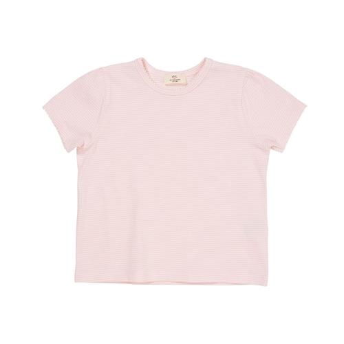 Copenhagen Colors Stribet T-shirt Med Flæseærmer Ballerina Cream Stripe 116 cm  Lyserød  116 cm  Piger