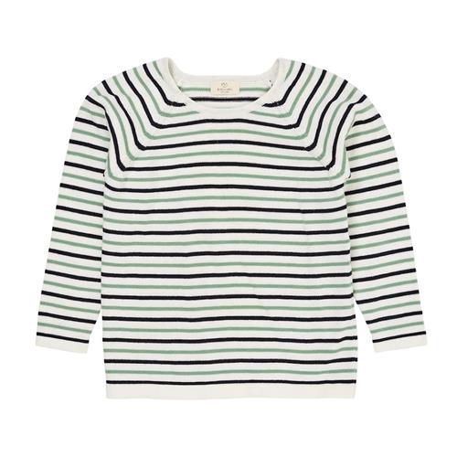 Copenhagen Colors GOTS Tynd Strikket Sweater Cream Navy Green 98 cm  Beige  98 cm  Drenge, Piger