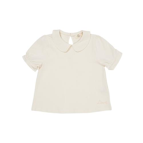 Copenhagen Colors Solid Kortærmet Bluse Med Krave Cream 128 cm  Beige  128 cm  Piger