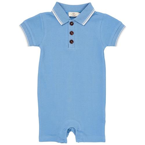 Copenhagen Colors Pique Polo Romper Sky Blue 56 cm  Blå  56 cm  Drenge