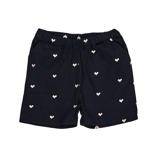 Copenhagen Colors Heart Shorts I Twill Navy Soft Pink Hearts 104cm  Blå  104 cm  Piger