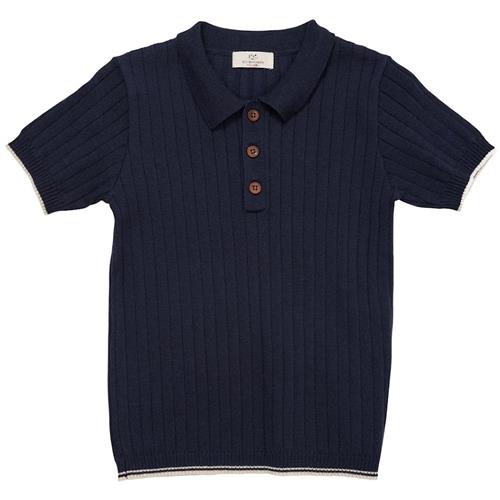 Copenhagen Colors Ribbet Poloshirt Navyblå 92 cm  Marineblå  92 cm  Drenge, Piger