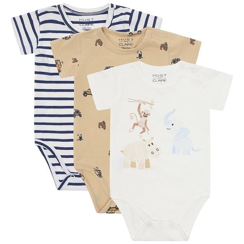 Hust&Claire Bertram 3-pak Baby Body Pale Khaki 80 cm  Brun  80 cm  Drenge