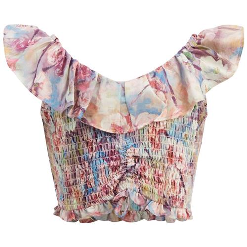 Bardot Junior Ayala Shirred Croptop Azure Floral 10 Y  Lyserød  10 år  Piger