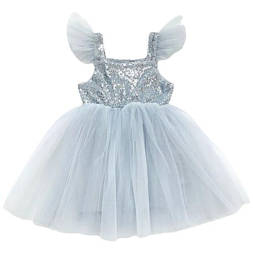 DOLLY by Le Petit Tom Sequin Glitter Galaxy Tutu Kjole Silver Grey 0-1 Y  Sølv  0-1 år  Piger