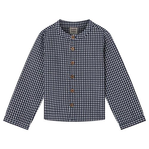 Buddy & Hope August LS Shirt Seersucker Navy Check 86/92 cm  Marineblå Tern 86/92 cm  Drenge, Piger