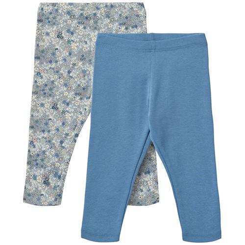Wheat Jules 2-pak Leggings Blue Summer Flowers 68 cm  Blå  68 cm  Piger