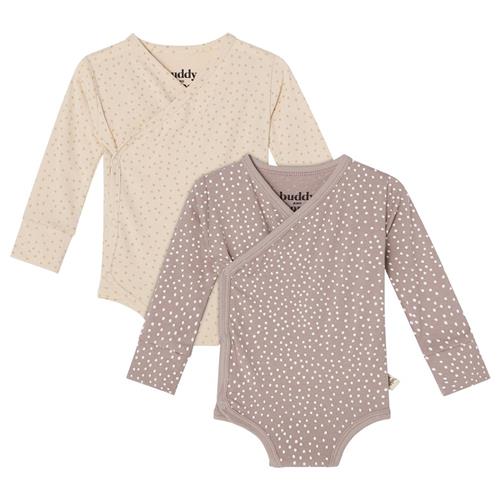 Buddy & Hope Max Beige/Taupe Prikket 2-pak Baby Body 74/80 cm  Beige Prikker 74/80 cm  Drenge, Piger