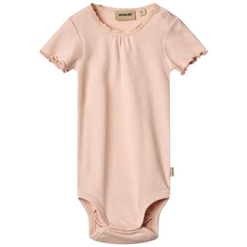 Wheat Edna Ribbet Kortærmet Baby Body Powder 74 cm  Lyserød  74 cm  Piger
