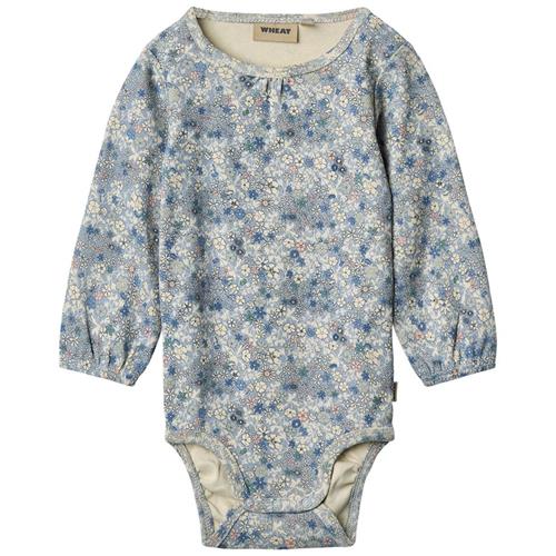 Wheat Linette Baby Body Blue Summer Flowers 68 cm  Blå  68 cm  Piger