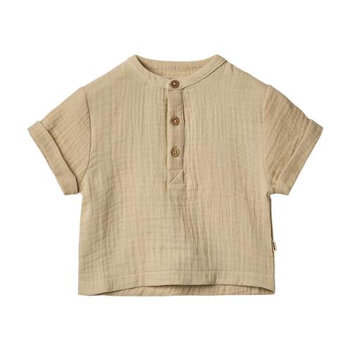 Wheat GOTS Svend Kortærmet Skjorte Soft Sand 92 cm  Beige  92 cm  Drenge
