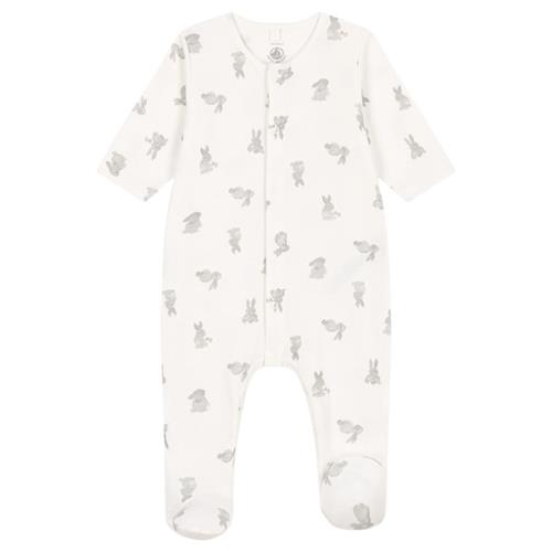 Petit Bateau Kaninmønstret Rørstrik Onesie Marshmallow Grey Premature  Hvid  for tidligt født  Drenge, Piger