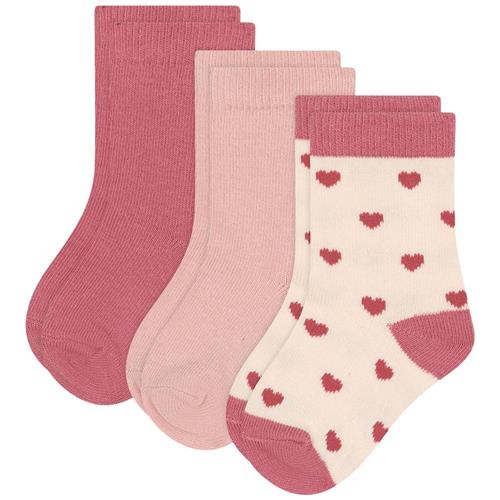 Petit Bateau Hearts 3-pak Bomuldsstrømper Pink 0-3 months  Lyserød  0-3 måneder  Drenge, Piger
