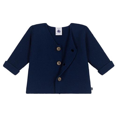 Petit Bateau Strikket Bomuldscardigan Medieval 1 months  Marineblå  1 måneder  Drenge, Piger