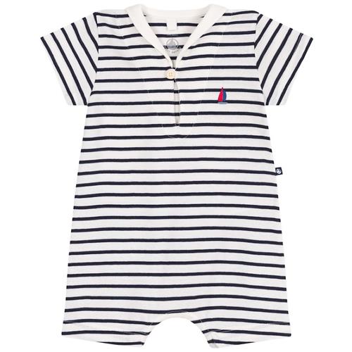 Petit Bateau Playsuit I Bomuld Med Sømandskrave Marshmallow Smoking 3 months  Hvid  3 måneder  Drenge, Piger