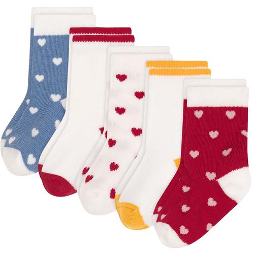 Petit Bateau Hearts 5-pak Bomuldsstrømper White 0-3 months  Hvid  0-3 måneder  Drenge, Piger