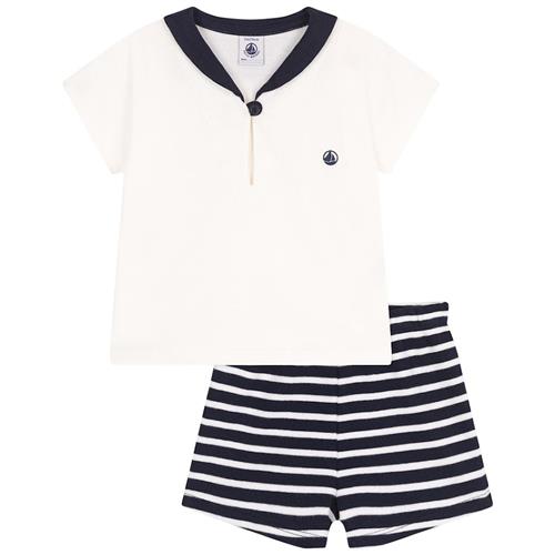 Petit Bateau Sailor Tøjsæt I 2 Dele Smoking Marshmallow 3 months  Hvid  3 måneder  Drenge