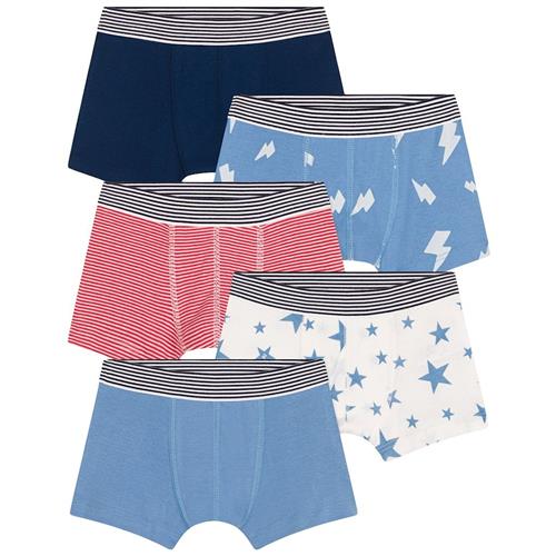 Petit Bateau 5-pak Boxershorts Alaska Marshmallow 4 Y  Blå  4 år  Drenge