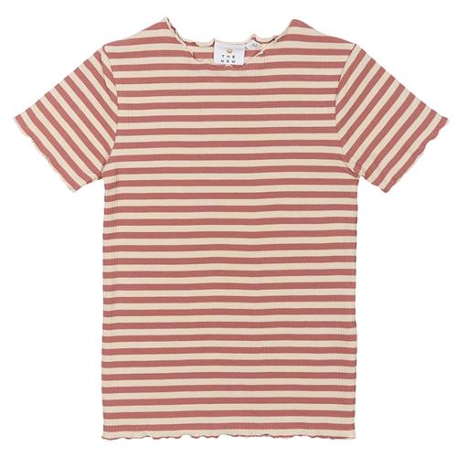 The New GOTS Moore Ribbet T-shirt Old Rose Striped Old Rose Striped 5-6 Y  Lyserød  5-6 år  Piger