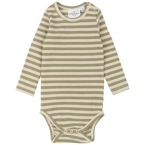 The New Siblings GOTS Uni Ribbet Baby Body Tea Striped Tea Striped 62 cm  Grøn  62 cm  Drenge, Piger