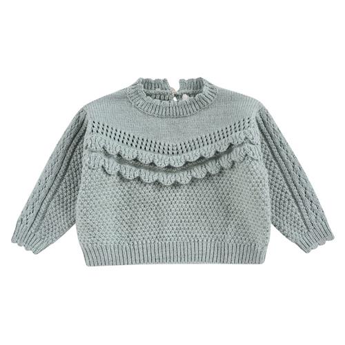 Louise Misha Ionnisa Strikket Baby Sweater Sauge 12 months  Grøn  12 måneder  Piger