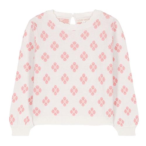 Louise Misha Alice Strikket Baby Sweater Floral Jaqcuard 18 months  Lyserød  18 måneder  Piger